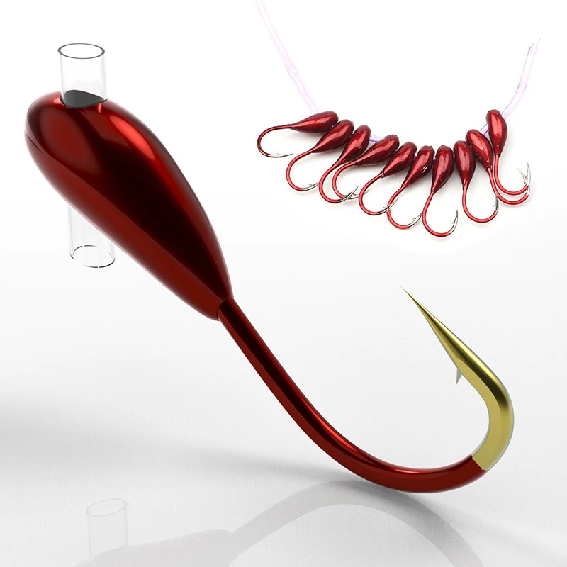 Fishing Hook Assortment - 10/20PCS ฤดูหนาวตะขอตกปลาน้ําแข็งสูงคาร์บอนเหล็ก Barbed Overturned Hook JIG