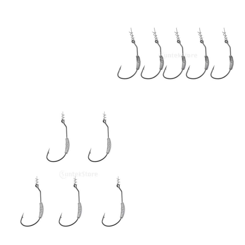 Fishing Hook Weedless - ชุดเบ็ดตกปลาแบบสปริงไร้กิ่งก้าน ทำจากเหล็กกล้าคาร์บอนสูง พร้อมตัวล็อคแบบถ่วงน้ำหนัก สำหรับตกปลาในน้ำจืด