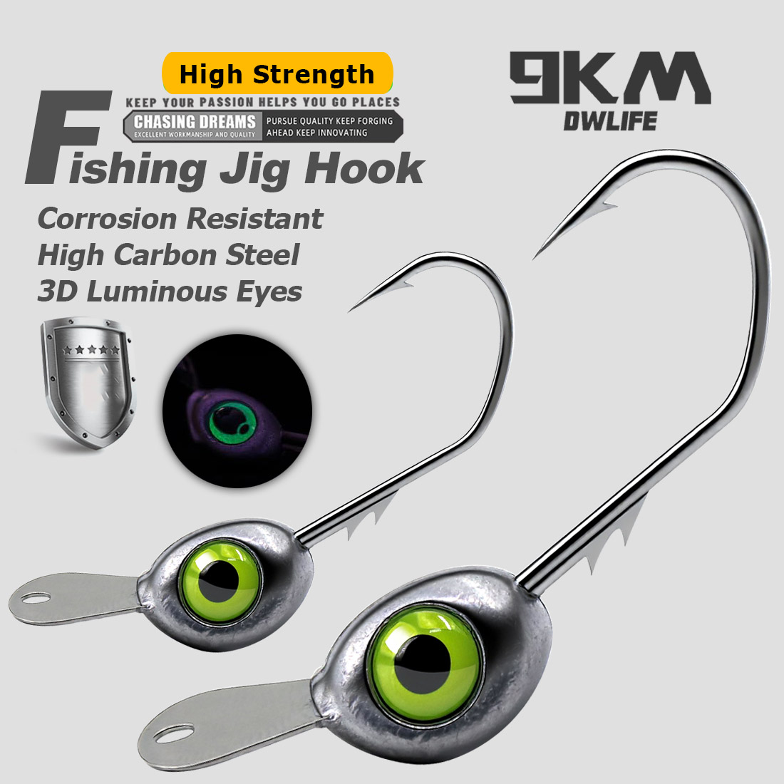 Fishing Hook Weedless - ตะขอจิ๊กหัวสั่น 9KM พร้อมแผ่นล็อคด้านหน้า 10 ชิ้น ตะขอจิ๊กตกปลา