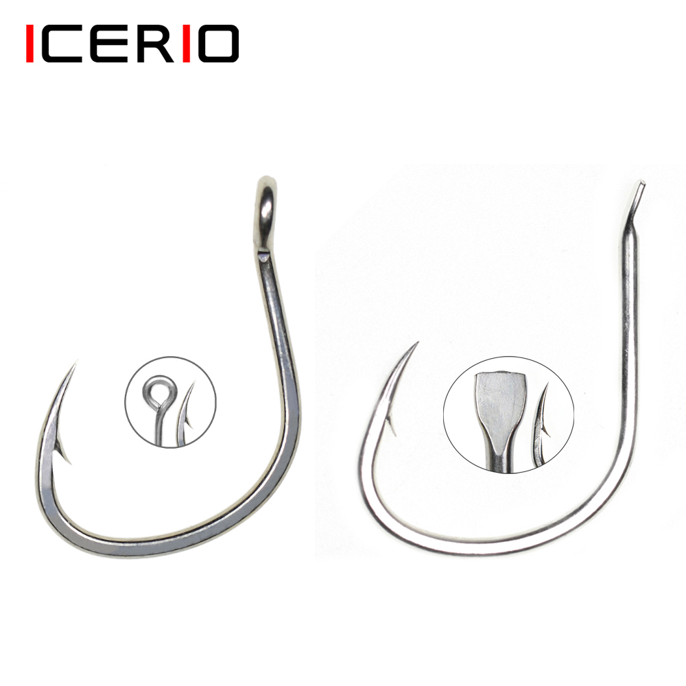 Fishing Hook Barbless - Icerio 10ชิ้นตะขอเคลือบดีบุกป้องกันการกัดกร่อนออกแบบมาเพื่อช่วยในการจับเหยื่อล่อปลาน้ำเค็ม1/0-5/0 #