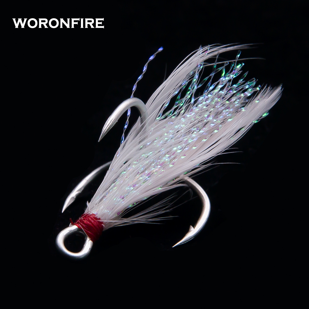 Fishing Hook Offset - 10 ชิ้น/ล็อตหนา Treble Hook Feathers 1