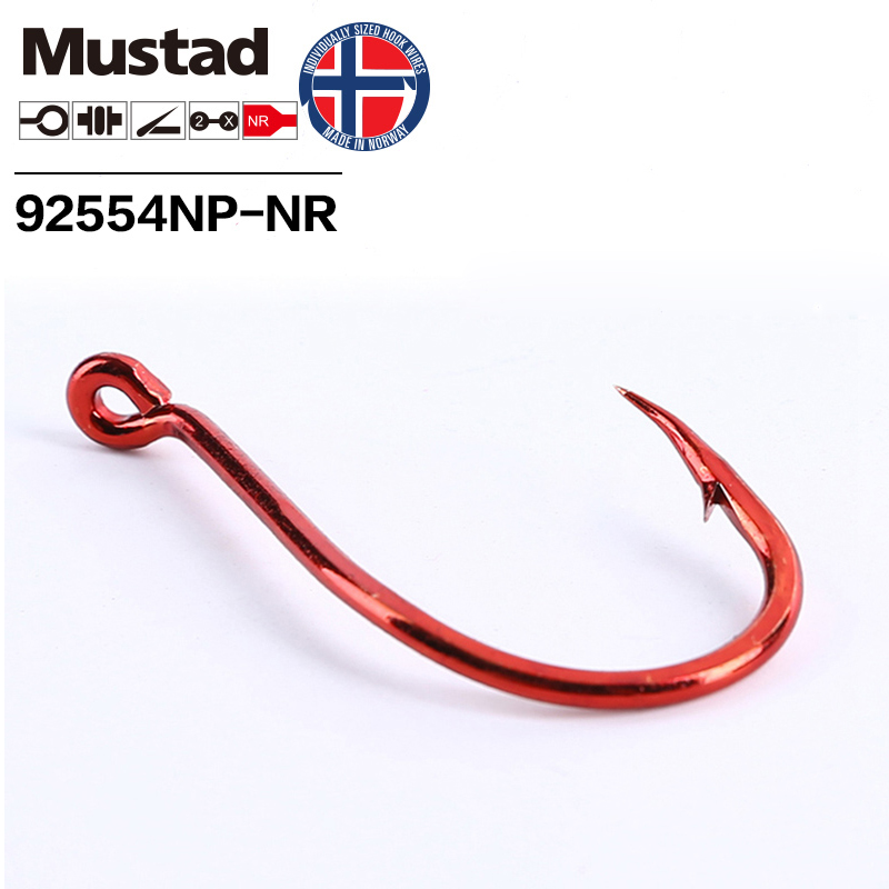 Mustad สีแดงขนาดใหญ่ 2X ฆ่าตัว - Fishing Hook Offset บทวิจารณ์และราคา